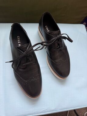 Cole Haan zero grand black leather wingtip Oxford shoes size 7